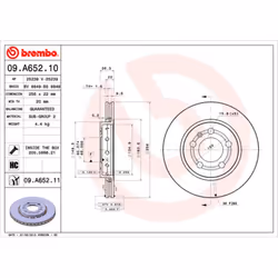 Disque de frein BREMBO 09A65211 arrière, ventilé, à haute teneur en carbone, 1 pièce