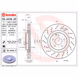 Disque de frein BREMBO 09A44821 avant, ventilé, à haute teneur en carbone, 1 pièce