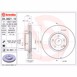 Disque de frein BREMBO 09A62111 avant, ventilé, à haute teneur en carbone, 1 pièce