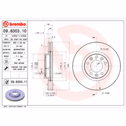 Disque de frein BREMBO 9830311 avant, ventilé, 1 pièce