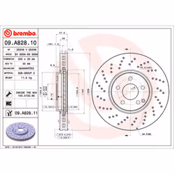 Disque de frein BREMBO 09A82811 avant, ventilé, à haute teneur en carbone, 1 pièce