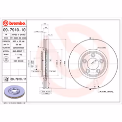 Disque de frein BREMBO 9791011 avant, ventilé, 1 pièce