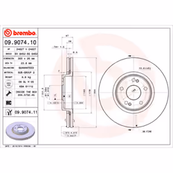 Disque de frein BREMBO 9907411 avant, ventilé, 1 pièce