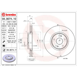 Disque de frein BREMBO 9907411 avant, ventilé, 1 pièce