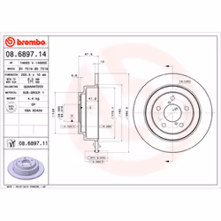 Disque de frein BREMBO 8689711 arrière, plein, 1 pièce