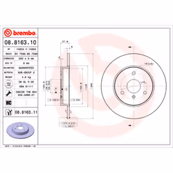 Disque de frein BREMBO 8816311 avant, plein, à haute teneur en carbone, 1 pièce