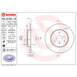 Disque de frein BREMBO 8816311 avant, plein, à haute teneur en carbone, 1 pièce