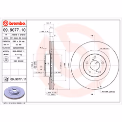Disque de frein BREMBO 9907711 avant, ventilé, 1 pièce