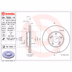 Disque de frein BREMBO 9793211 avant, ventilé, 1 pièce