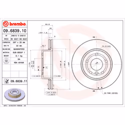 Disque de frein BREMBO 9683911 avant, ventilé, 1 pièce