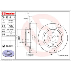 Disque de frein BREMBO 09B52211 arrière, ventilé, 1 pièce