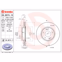 Disque de frein BREMBO 9957411 avant, ventilé, 1 pièce