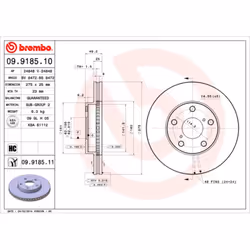 Disque de frein BREMBO 9918511 avant, ventilé, à haute teneur en carbone, 1 pièce