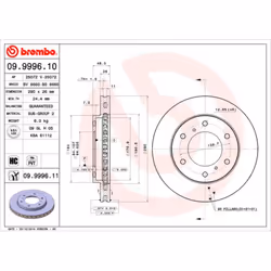 Disque de frein BREMBO 9999611 avant, ventilé, à haute teneur en carbone, 1 pièce