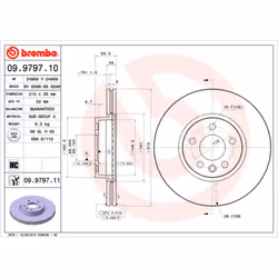 Disque de frein BREMBO 9979711 avant, ventilé, à haute teneur en carbone, 1 pièce