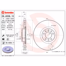 Disque de frein BREMBO 09A55811 avant, ventilé, à haute teneur en carbone, 1 pièce