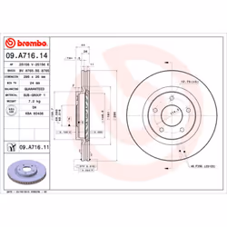 Disque de frein BREMBO 09A71611 avant, ventilé, 1 pièce