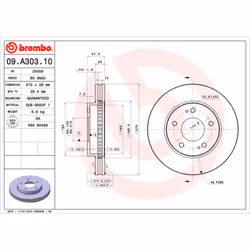 Disque de frein BREMBO 09A30310 avant, ventilé, 1 pièce - Vue supplémentaire 3