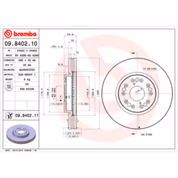 Disque de frein BREMBO 9840211 avant, ventilé, 1 pièce