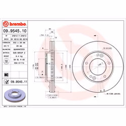 Disque de frein BREMBO 9954511 avant, ventilé, à haute teneur en carbone, 1 pièce