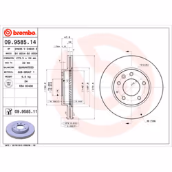 Disque de frein BREMBO 9958511 avant, ventilé, 1 pièce