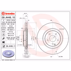 Disque de frein BREMBO 09A44811 avant, ventilé, à haute teneur en carbone, 1 pièce