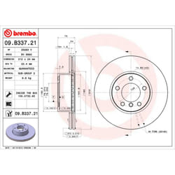 Disque de frein BREMBO 09B33721 avant, ventilé, à haute teneur en carbone, 1 pièce