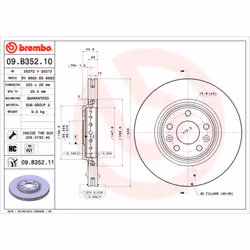 Disque de frein BREMBO 09B35211 avant, ventilé, à haute teneur en carbone, 1 pièce