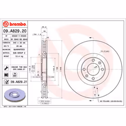 Disque de frein BREMBO 09A82921 avant, ventilé, à haute teneur en carbone, 1 pièce