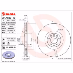Disque de frein BREMBO 09A82911 avant, ventilé, à haute teneur en carbone, 1 pièce