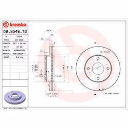 Disque de frein BREMBO 09B54810 avant, ventilé, 1 pièce