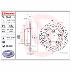Disque de frein BREMBO 9666511 arrière, ventilé, à haute teneur en carbone, 1 pièce