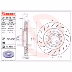 Disque de frein BREMBO 09B85551 avant, ventilé, à haute teneur en carbone, 1 pièce