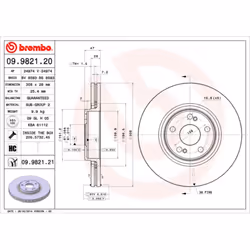 Disque de frein BREMBO 9982121 avant, ventilé, 1 pièce