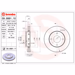 Disque de frein BREMBO 9999111 avant, ventilé, 1 pièce