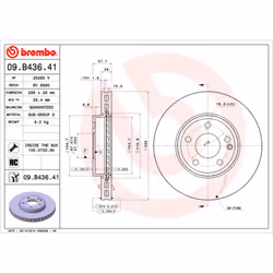 Disque de frein BREMBO 09B43641 avant, ventilé, à haute teneur en carbone, 1 pièce
