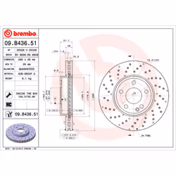 Disque de frein BREMBO 09B43651 avant, ventilé, à haute teneur en carbone, 1 pièce