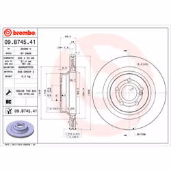 Disque de frein BREMBO 09B74541 arrière, ventilé, à haute teneur en carbone, 1 pièce - Vue supplémentaire 3