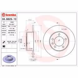 Disque de frein BREMBO 08B82910 arrière, plein, à haute teneur en carbone, 1 pièce