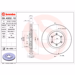 Disque de frein BREMBO 09A30211 avant, ventilé, 1 pièce