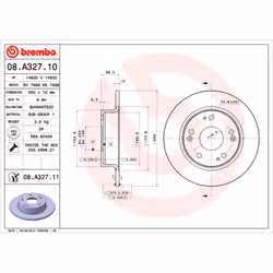 Disque de frein BREMBO 08A32711 arrière, plein, 1 pièce