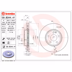 Disque de frein BREMBO 09B34441 avant, ventilé, à haute teneur en carbone, 1 pièce
