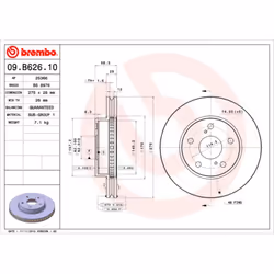 Disque de frein BREMBO 09B62610 avant, ventilé, 1 pièce