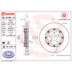 Disque de frein BREMBO 09A19313 avant, ventilé, à haute teneur en carbone, 1 pièce
