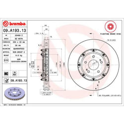 Disque de frein BREMBO 09A19313 avant, ventilé, à haute teneur en carbone, 1 pièce