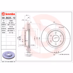 Disque de frein BREMBO 09B62510 avant, ventilé, 1 pièce