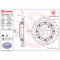 Disque de frein BREMBO 09A19013 arrière, ventilé, à haute teneur en carbone, 1 pièce