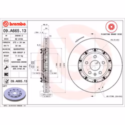 Disque de frein BREMBO 09A66513 avant, ventilé, à haute teneur en carbone, 1 pièce