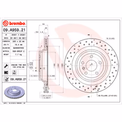 Disque de frein BREMBO 09A95921 arrière, ventilé, à haute teneur en carbone, 1 pièce
