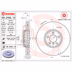 Disque de frein BREMBO 09C40513 avant, ventilé, à haute teneur en carbone, 1 pièce